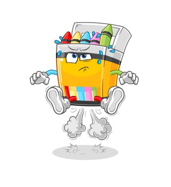 the crayon fart jumping illustration. character vecto