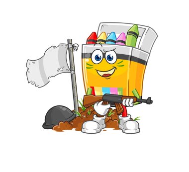 the crayon army character. cartoon mascot vecto