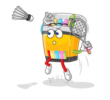 the crayon smash at badminton cartoon. cartoon mascot vecto