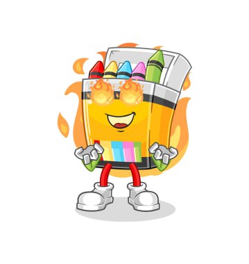 the crayon on fire mascot. cartoon vecto
