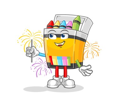 the crayon with fireworks mascot. cartoon vecto