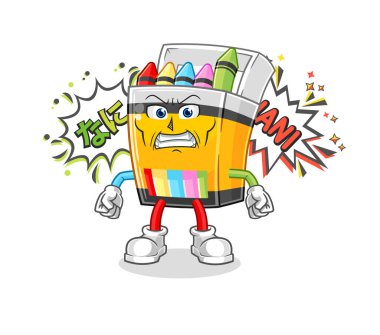the crayon anime angry vector. cartoon characte