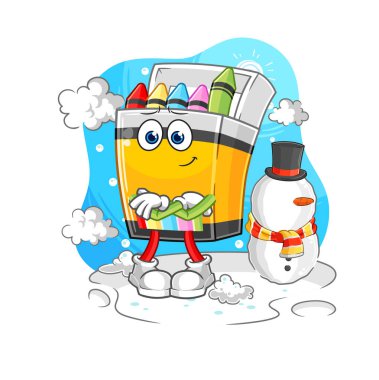the crayon in cold winter character. cartoon mascot vecto