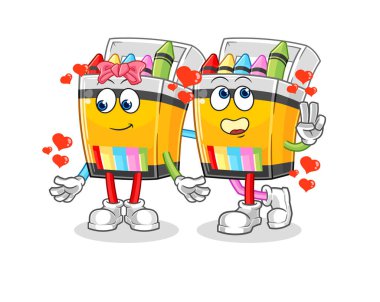 the crayon dating cartoon. character mascot vecto