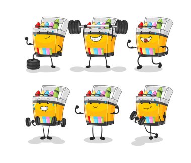 the crayon exercise set character. cartoon mascot vecto