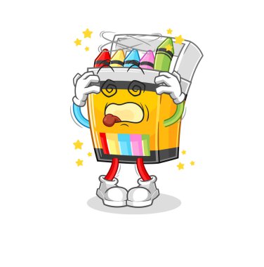 the crayon dizzy head mascot. cartoon vecto