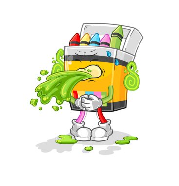the crayon throw up cartoon. cartoon mascot vecto