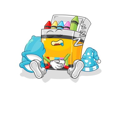 the crayon sleeping character. cartoon mascot vecto
