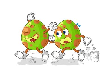 the dinosaur egg play chase cartoon. cartoon mascot vecto