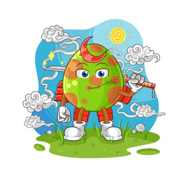 the dinosaur egg samurai cartoon. cartoon mascot vecto