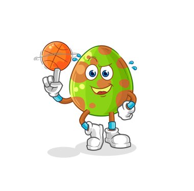 the dinosaur egg playing basket ball mascot. cartoon vecto