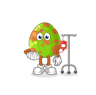 the dinosaur egg sick in IV illustration. character vecto