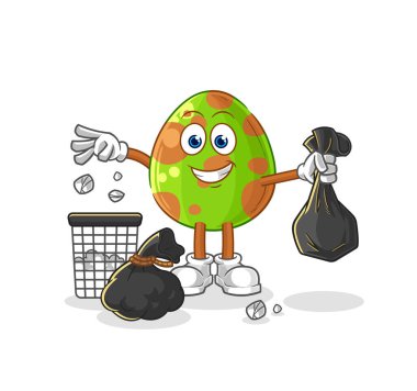 the dinosaur egg Throw garbage mascot. cartoon vecto
