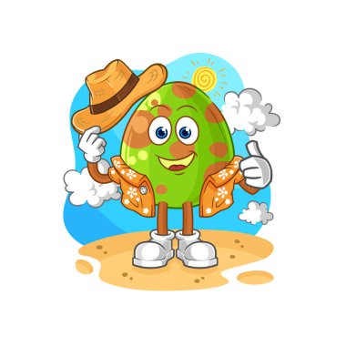 the dinosaur egg go on vacation. cartoon mascot vecto