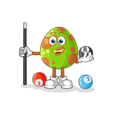 the dinosaur egg plays billiard character. cartoon mascot vecto