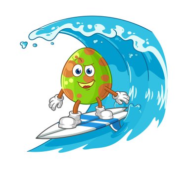 the dinosaur egg surfing character. cartoon mascot vecto