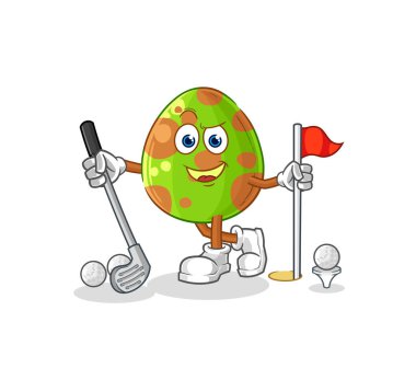 the dinosaur egg playing golf vector. cartoon characte