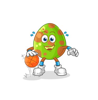 the dinosaur egg dribble basketball character. cartoon mascot vecto