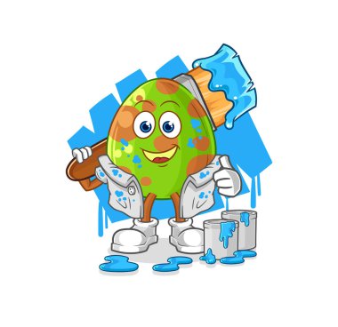 the dinosaur egg painter illustration. character vecto