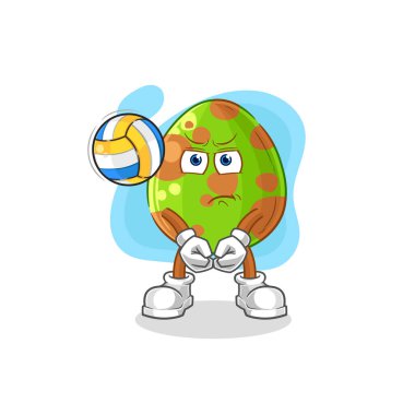 the dinosaur egg play volleyball mascot. cartoon vecto