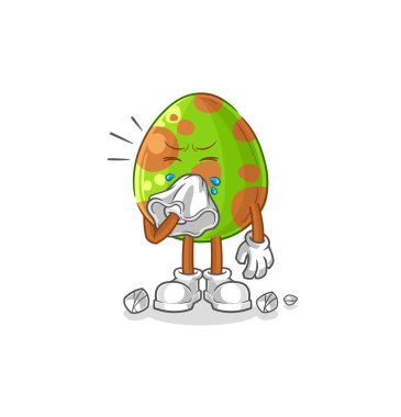 the dinosaur egg blowing nose character. cartoon mascot vecto
