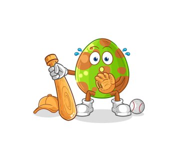 the dinosaur egg baseball Catcher cartoon. cartoon mascot vecto