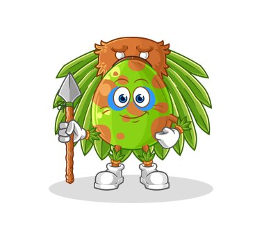 the dinosaur egg tribal man mascot. cartoon vecto
