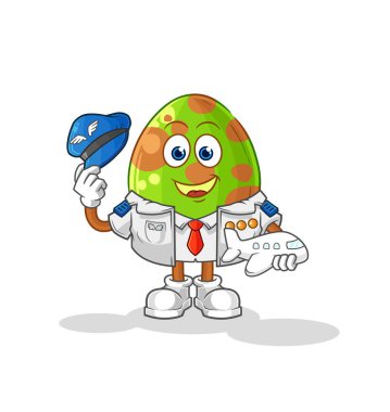 the dinosaur egg pilot mascot. cartoon vecto