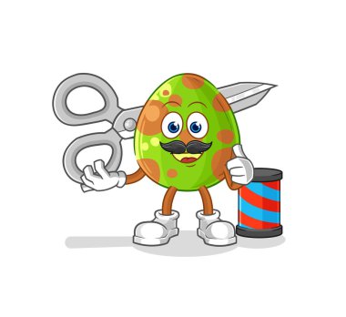 the dinosaur egg barber cartoon. cartoon mascot vecto