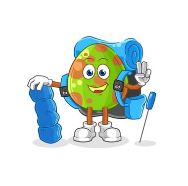 Dinozor yumurtası kamp maskotu oluyor. çizgi film vektosu