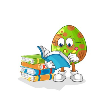 Dinazor yumurtası maskot üzerinde çalışıyor. çizgi film vektosu