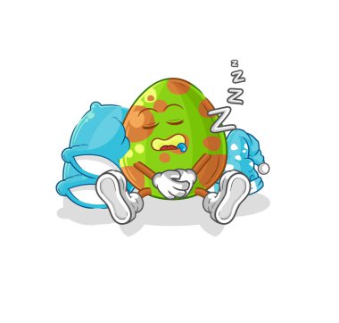 Dinozor yumurtası uyuyan karakter. karikatür maskotu vektosu