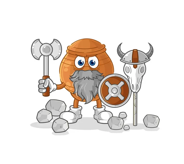 Clay Pot Viking Illustration Character Vecto — Stock Vector