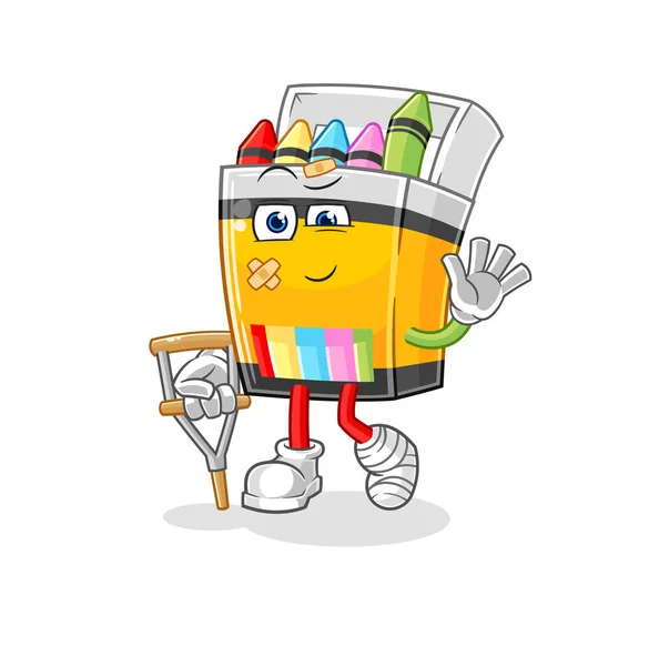 Lápiz Colores Enfermo Cojera Mascota Dibujos Animados Vecto — Vector de stock