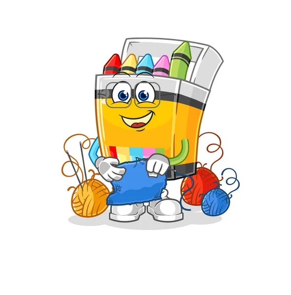 Mascota Del Sastre Crayón Dibujos Animados Vecto — Vector de stock