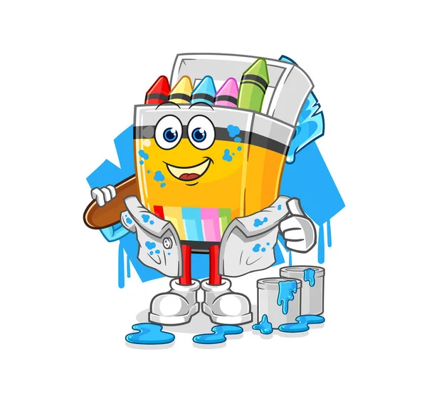 Crayon Painter Illustration Character Vecto — Vector de stock