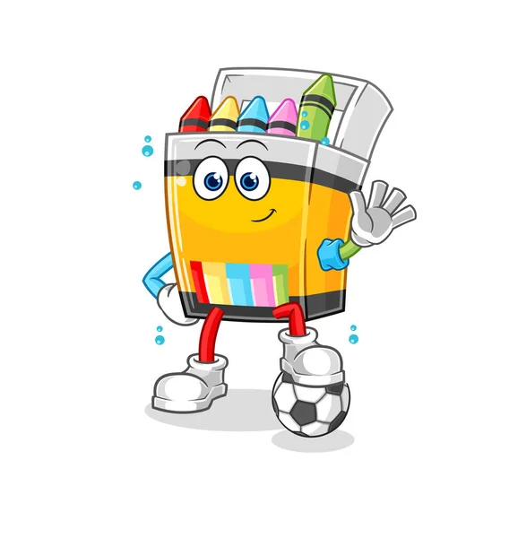Crayón Jugando Ilustración Fútbol Carácter Vecto — Vector de stock