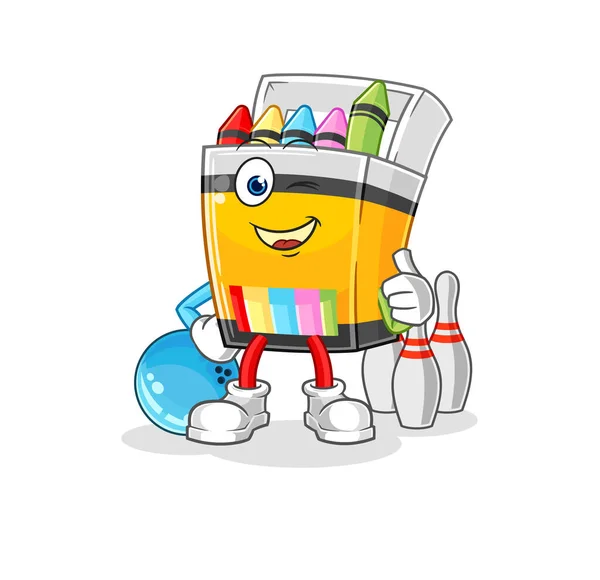 Crayon Play Bowling Illustration Character Vecto — Vector de stock