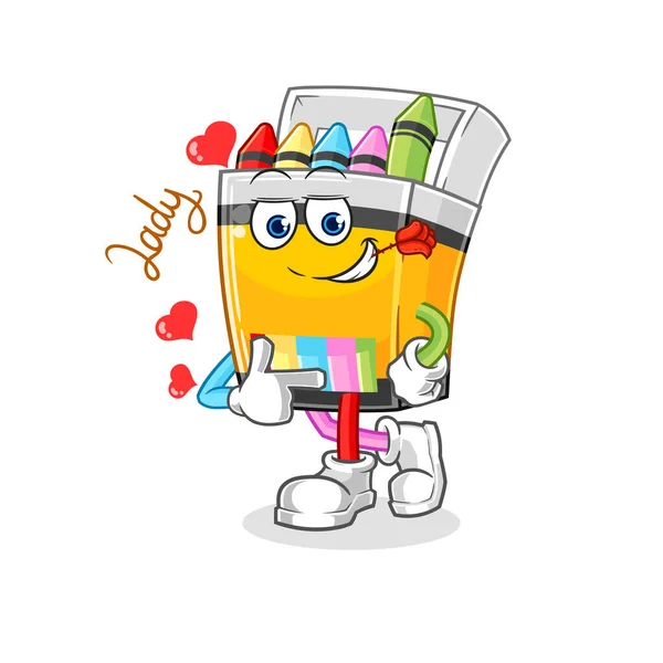 Crayon Flirting Illustration Character Vecto — Stockvector