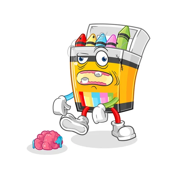 Crayon Zombie Character Mascot Vecto — стоковый вектор