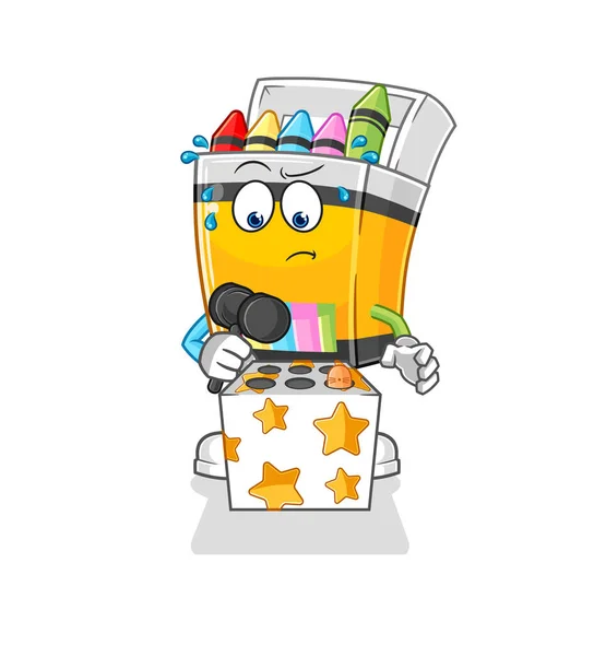 Crayon Play Whack Mole Mascot Cartoon Vecto — Stock Vector