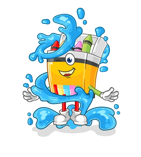 Crayon Fresh Water Mascot Cartoon Vecto — Vettoriale Stock