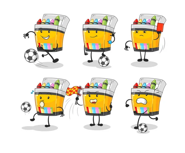 Crayon Football Group Character Cartoon Mascot Vecto — Vettoriale Stock