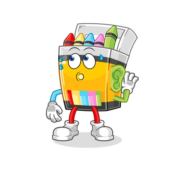 Crayon Eavesdropping Vector Cartoon Characte — Archivo Imágenes Vectoriales