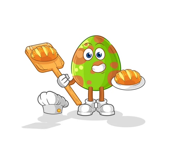 Dinosaur Egg Baker Bread Cartoon Mascot Vecto — Stock Vector