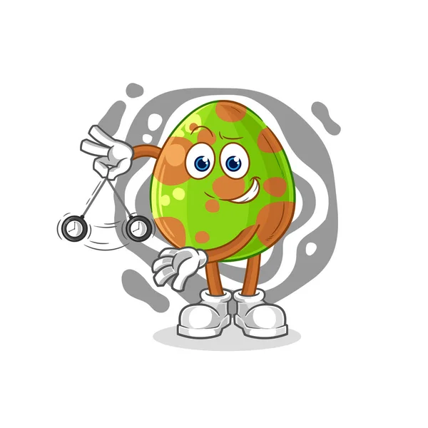 Dinosaur Egg Hypnotizing Cartoon Cartoon Mascot Vecto — Stock Vector