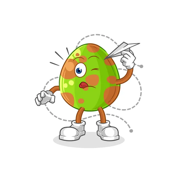 Dinosaur Egg Paper Plane Character Cartoon Mascot Vecto — Stock Vector