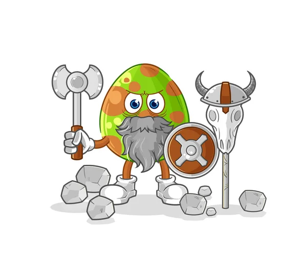 Dinosaur Egg Viking Illustration Character Vecto — 스톡 벡터