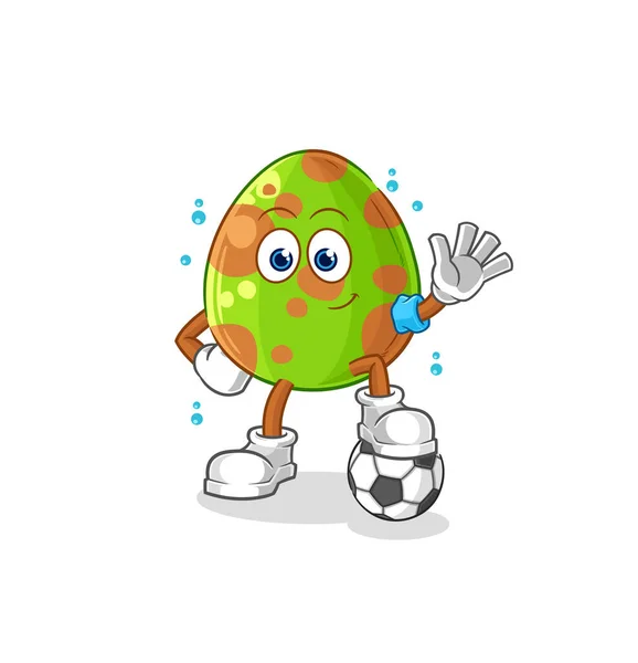 Dinosaur Egg Playing Soccer Illustration Character Vecto — Stock Vector