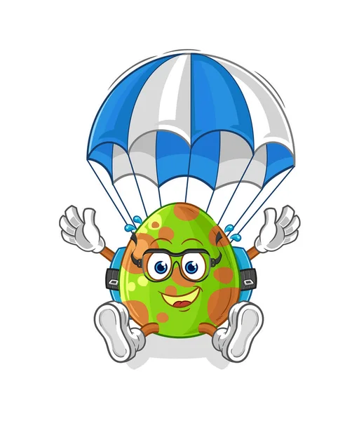 the dinosaur egg skydiving character. cartoon mascot vecto